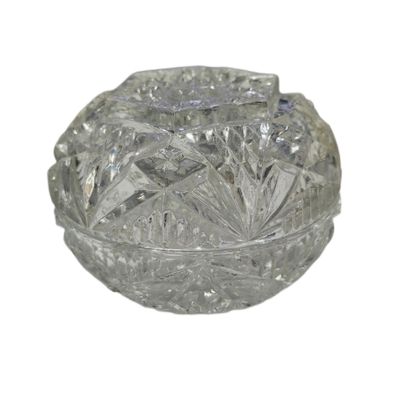 Vintage Cut Glass Dresser/Vanity Jar Textured Glass with Intricate Design - Picture 2 of 14